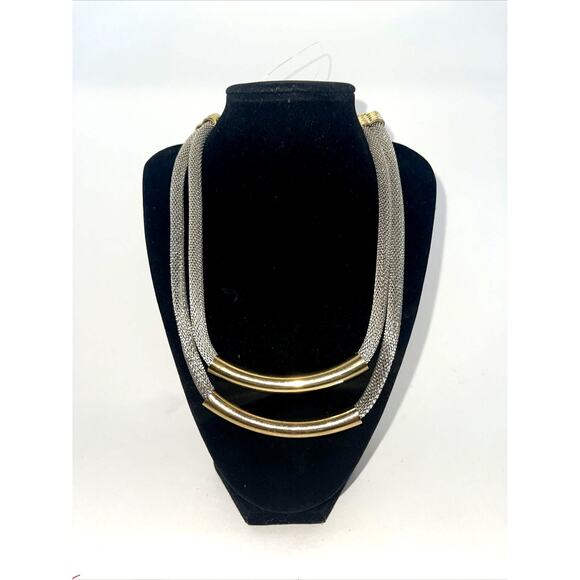 Necklace Gold & Silver Tone 18" Mesh Multi Strand Bar Pendant Jewelry B#8 - Picture 1 of 8